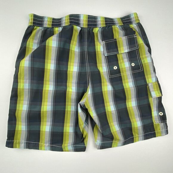 Tommy Bahama Relax Swim Trunks Mens L Green Blue Plaid Cargo Lined Preppy - Picture 8 of 13